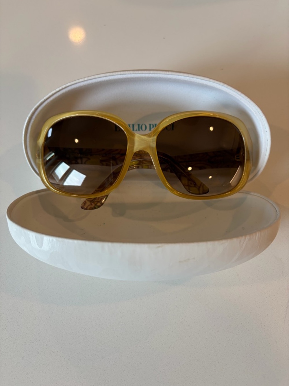 Emilio Pucci tan/mustard floral sunglasses